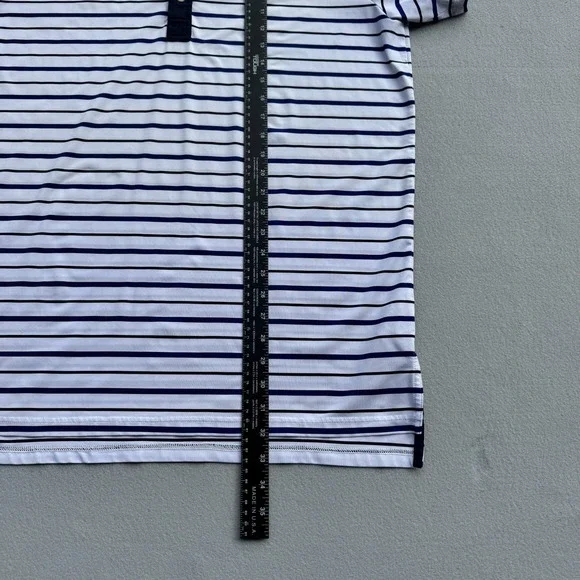 RLX Ralph Lauren Golf Polo Shirt Men Large Striped White/Navy Performance Casual - Picture 8 of 9